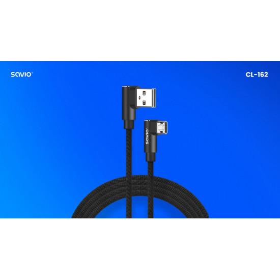 Kabel z dwustronnym złączem USB Micro USB - USB A 2m, CL-162