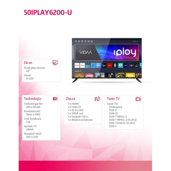 Telewizor LED 50 cali 50IPLAY6200-U