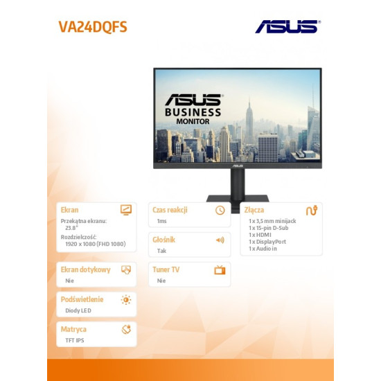 Monitor 24 cale VA24DQFS IPS FHD 100Hz HDMI VGA