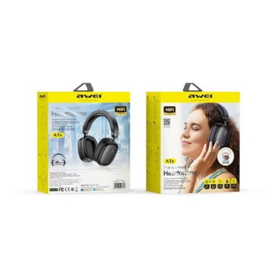 Słuchawki Bluetooth nauszne AT6 Czarne 