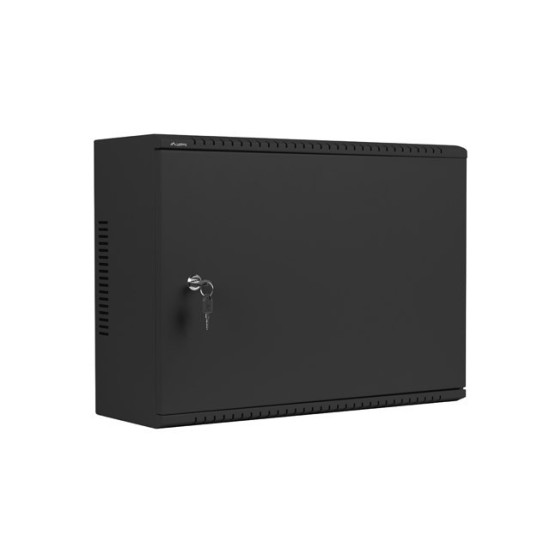 Szafa instalacyjna rack wisząca 19 cali 6U+3U 540x200 niskoprofilowa czarna ( złożona)