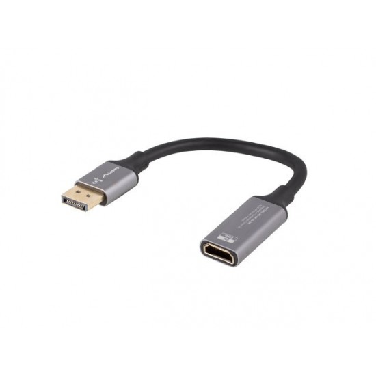 Adapter Displayport(M)- HDMI(F)8K na kablu 20cm srebrny