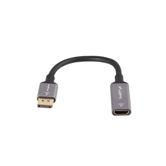 Adapter Displayport(M)- HDMI(F)8K na kablu 20cm srebrny