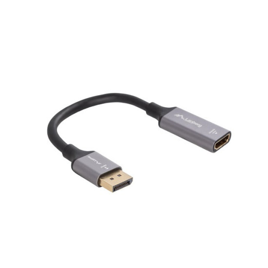 Adapter Displayport(M)- HDMI(F)8K na kablu 20cm srebrny