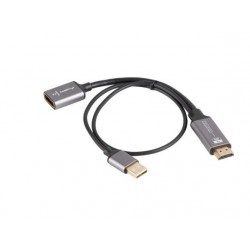 Adapter HDMI(M)-Displayport(F)4K na kablu 20cm srebrny