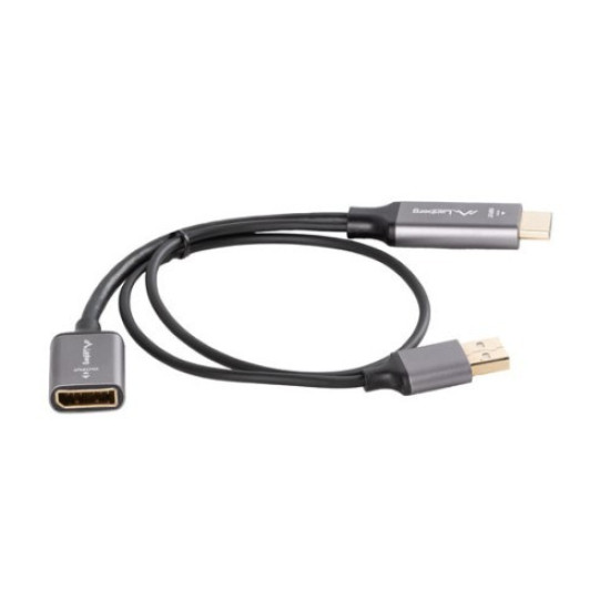 Adapter HDMI(M)-Displayport(F)4K na kablu 20cm srebrny