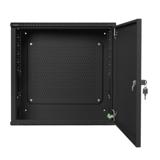 Szafa instalacyjna rack wisząca 19 cali 6U+3U 540x200 niskoprofilowa czarna ( złożona)