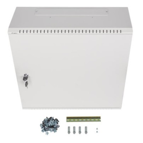 Szafa instalacyjna rack wisząca 19 cali 6U+3U 540x200 niskoprofilowa szara złożona