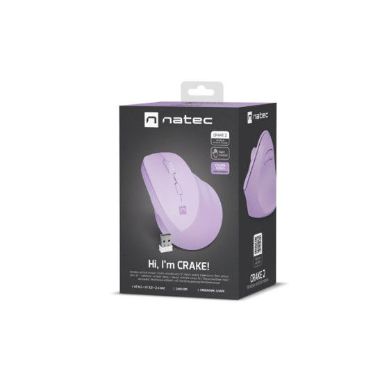 Mysz bezprzewodowa wertykalna Crake 2 Pure Lavender 