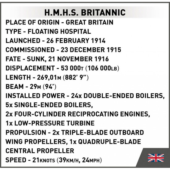 Klocki H.M.H.S. Britannic 636 klocków
