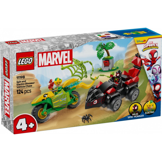 Klocki SPIDEY 11198 Pościg Spina za Electro w dinopojeździe 
