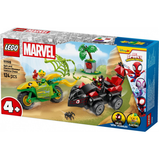 Klocki SPIDEY 11198 Pościg Spina za Electro w dinopojeździe 