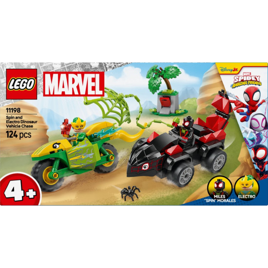 Klocki SPIDEY 11198 Pościg Spina za Electro w dinopojeździe 