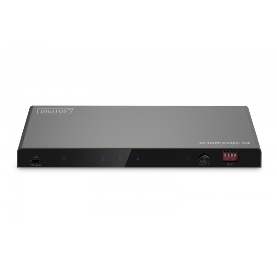 Przełącznik / Switch HDMI 4x1, 8K/60Hz (4:4:4) z HDR, 48 Gbps, HDCP 2.3, Toslink / Stereo, EDID