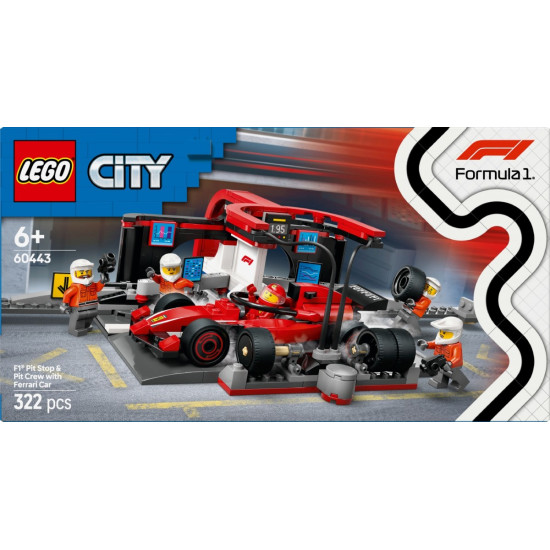 Klocki City 60443 F1 Pit stop i mechanicy z bolidem Ferrari 