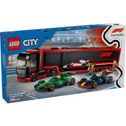 Klocki City 60445 F1 Ciężarówka z bolidami RB20 i AMR24 F1 
