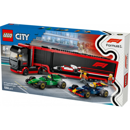 Klocki City 60445 F1 Ciężarówka z bolidami RB20 i AMR24 F1 