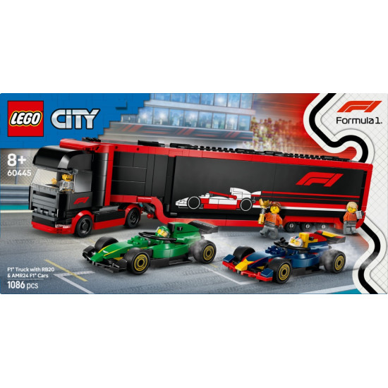 Klocki City 60445 F1 Ciężarówka z bolidami RB20 i AMR24 F1 