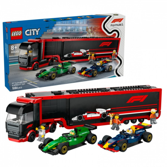 Klocki City 60445 F1 Ciężarówka z bolidami RB20 i AMR24 F1 