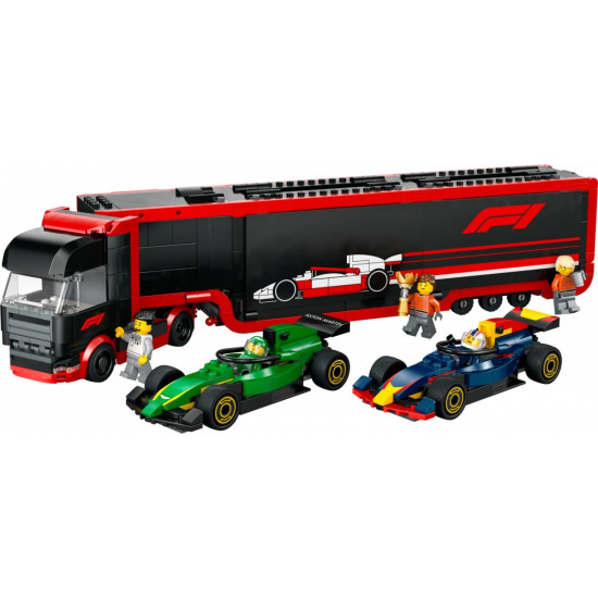 Klocki City 60445 F1 Ciężarówka z bolidami RB20 i AMR24 F1 