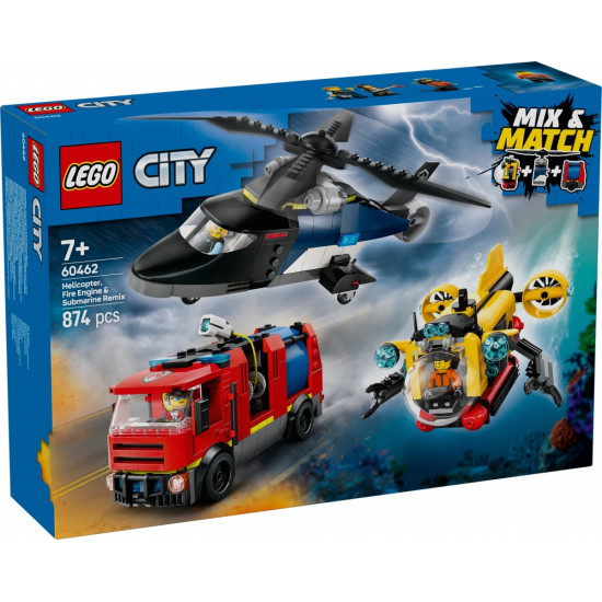 Klocki City 60462 Zestaw z helikopterem, wozem strażackim i łodzią 