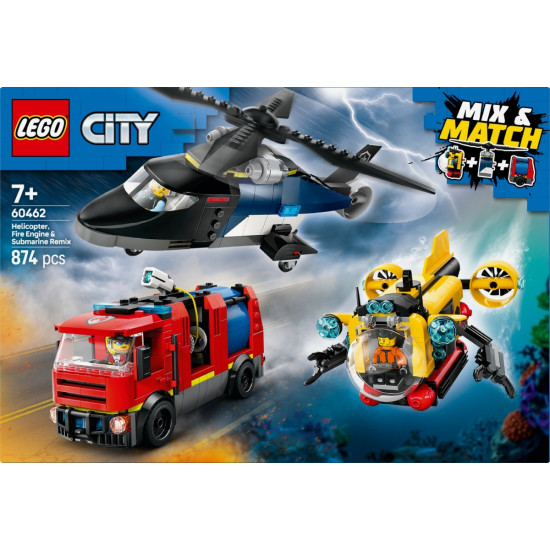 Klocki City 60462 Zestaw z helikopterem, wozem strażackim i łodzią 