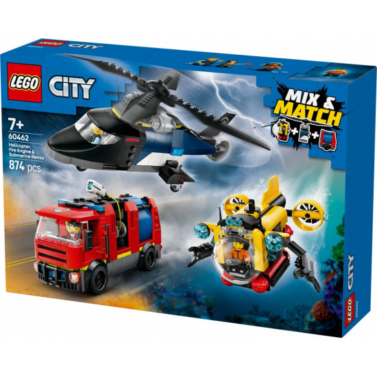 Klocki City 60462 Zestaw z helikopterem, wozem strażackim i łodzią 
