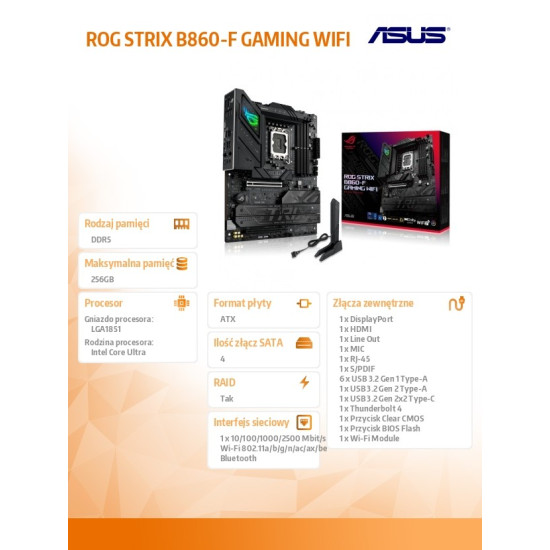 Płyta główna ROG STRIX B860-F GAMING WIFI s1851 4DDR5  ATX 