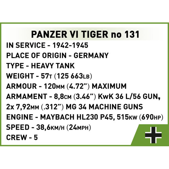 Klocki Panzer VI Tiger I no 131 
