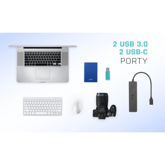 Adapter USB-C Metal HUB 2x USB 3.0 + 2x USB-C 