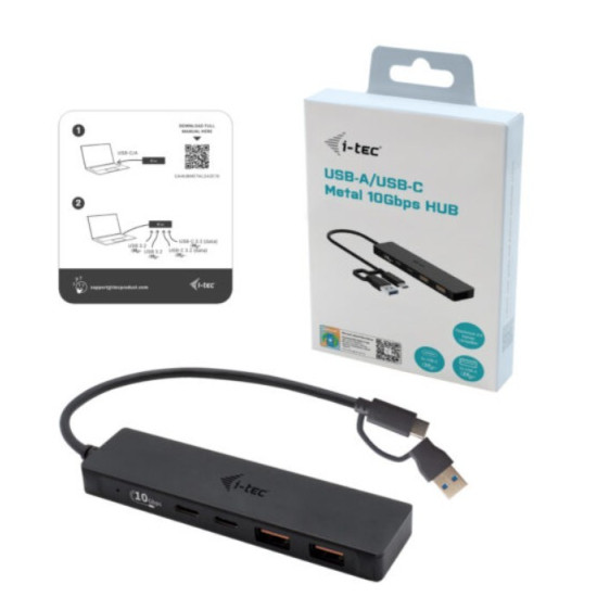 Adapter USB-C Metal HUB 2x USB 3.0 + 2x USB-C 