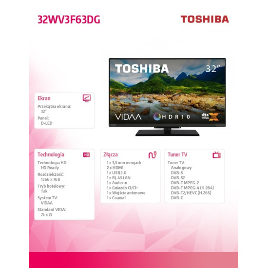 Telewizor LED 32 cale 32WV3F63DG