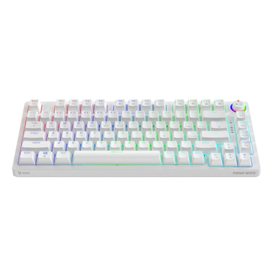 Klawiatura mechaniczna bezprzewodowa PHENIX WHITE Gateron Red Pro, ABS