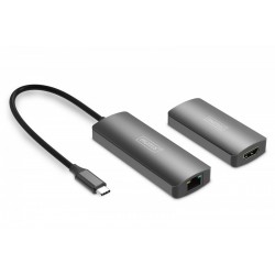 Przedłużacz/Extender USB-C - HDMI 30m po skrętce Cat.6 4K120Hz HDCP 2.3 (zestaw)