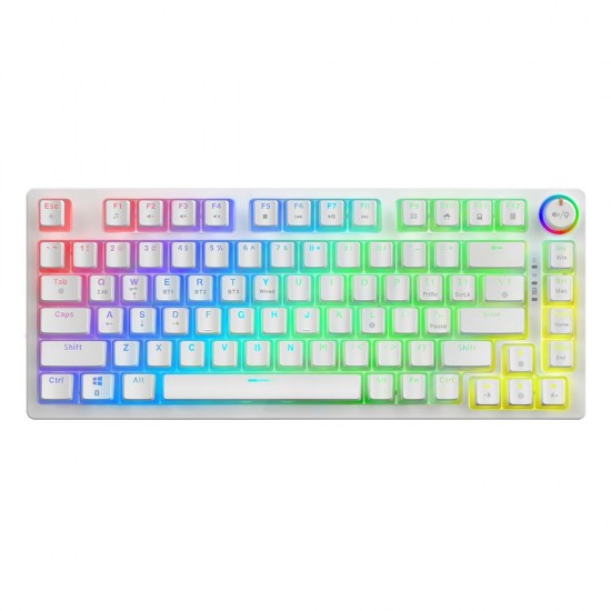 Klawiatura mechaniczna bezprzewodowa SAVIO PHENIX WHITE Gateron Yellow, Pudding