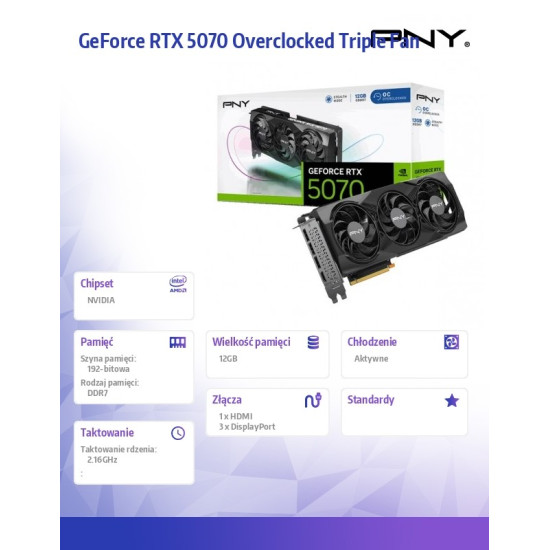 Karta graficzna GeForce RTX5070 OC 3F 12GB 192-bit 672GB/s 