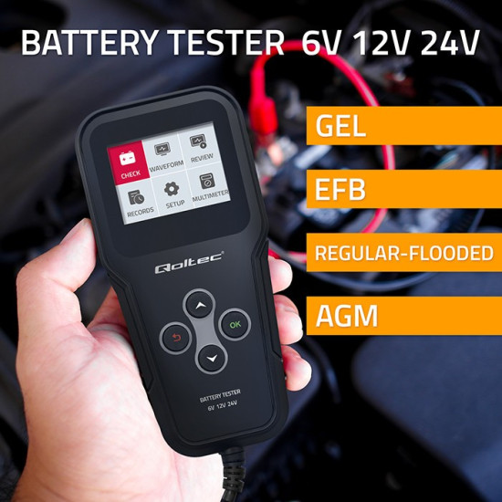 Cyfrowy tester akumulatora 3w1 z LCD | 6V | 12V | 24V | 30Ah-    200Ah 