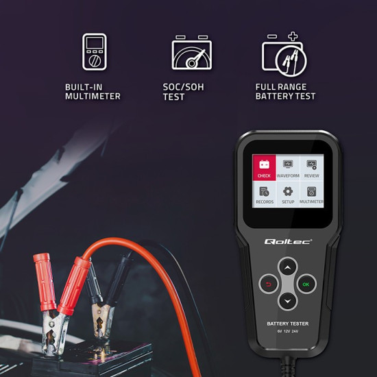 Cyfrowy tester akumulatora 3w1 z LCD | 6V | 12V | 24V | 30Ah-    200Ah 
