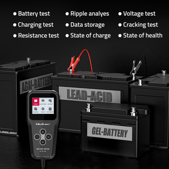 Cyfrowy tester akumulatora 3w1 z LCD | 6V | 12V | 24V | 30Ah-    200Ah 
