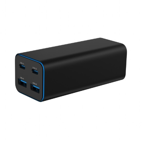 Ładowarka uniwersalna 100W GaN 2xUSB-A 2xUSB-C szybkie ładowanie czarna 