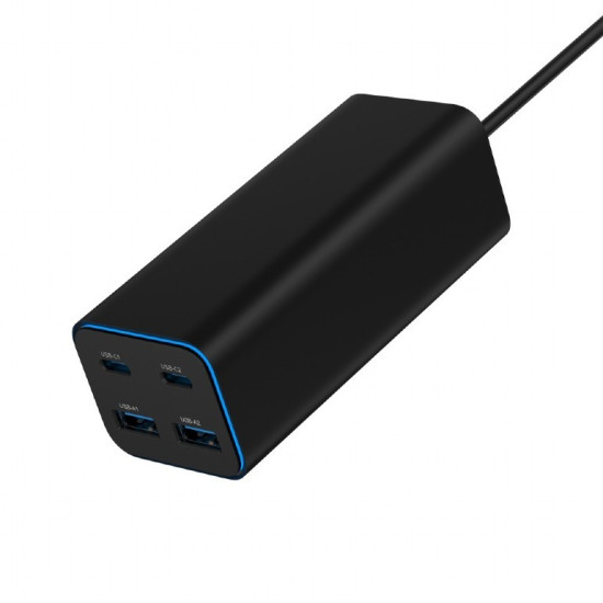 Ładowarka uniwersalna 100W GaN 2xUSB-A 2xUSB-C szybkie ładowanie czarna 