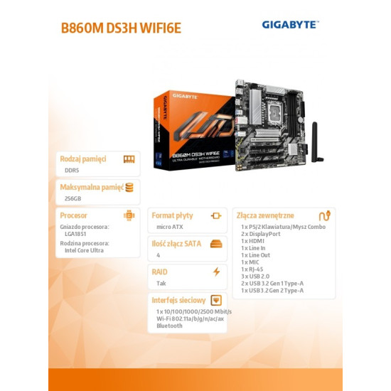 Płyta główna B860M DS3H WIFI6E 