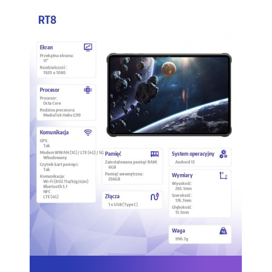 Tablet RT8 6/256GB IP69K czarny
