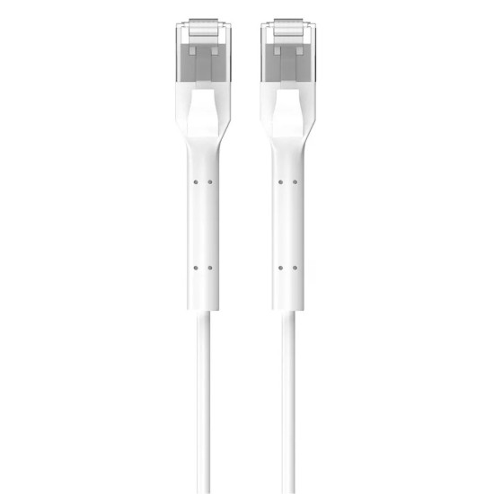 Patchcord kat.6 U/FTP 1Gbps miedź kabel sieciowy skrętka, łamana końcówka 1m biały