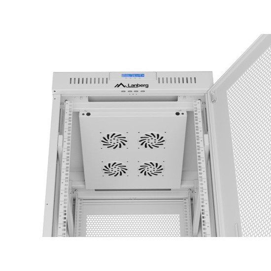 Szafa instalacyjna rack stojąca 19 cali 42U 600x800 drzwi perforowane LCD szara (Flat pack)