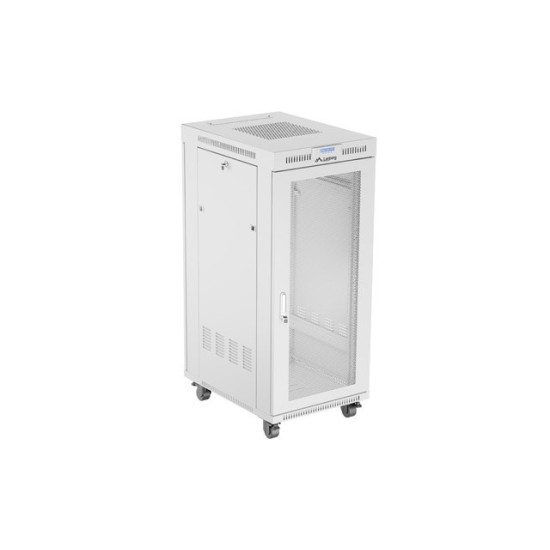 Szafa instalacyjna rack stojąca 19 cali 27U 600x800 drzwi perforowane LCD szara (Flat pack)
