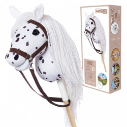 Koń na kiju Hobby Horse HOPPIHORSE A3 Leopard - biały, maść tarantowata