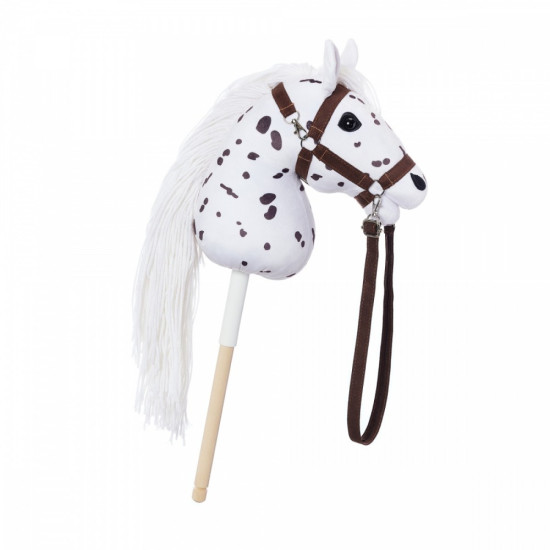 Koń na kiju Hobby Horse HOPPIHORSE A3 Leopard - biały, maść tarantowata
