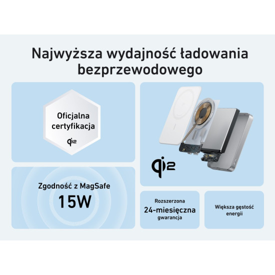 Powerbank indukcyjny MagGo 10000mAh biały