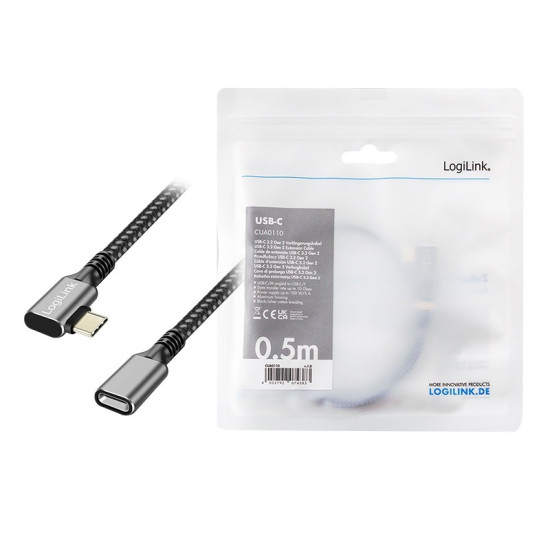 Kabel USB3.2 gen2 TypeC do USB-C/F, PD, 0.5m 